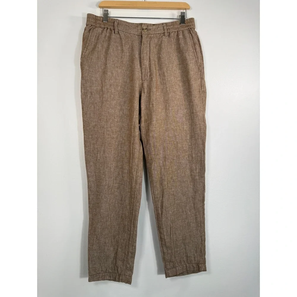 Banana Republic Pants Men Fits 32x27 Mason Athletic Tapered Brown Linen Blnd EUC